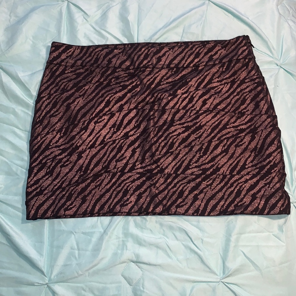 Black / Pewter Metallic Zebra Rib Knit Bodycon Mini Skirt